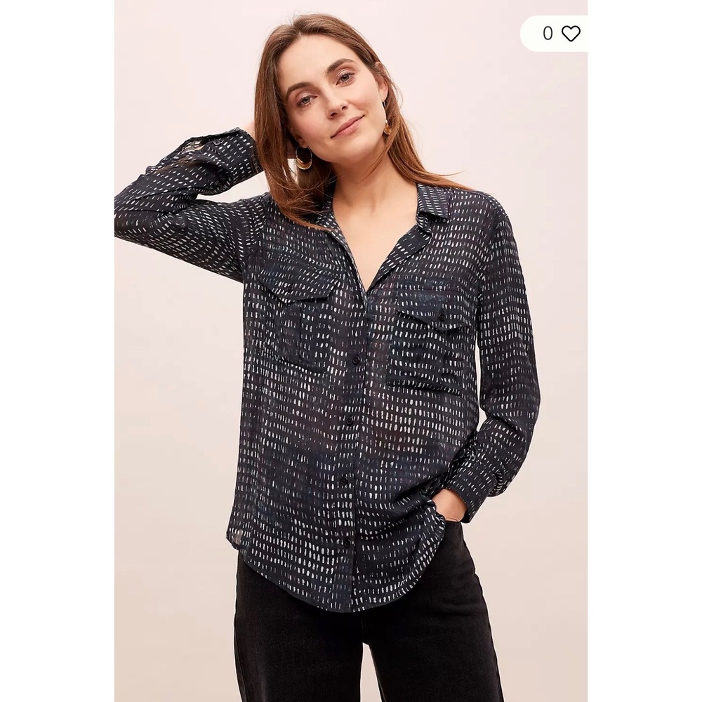 Cloth & Stone Anthropologie Button Down Shirt Abstract Dash Print XS
